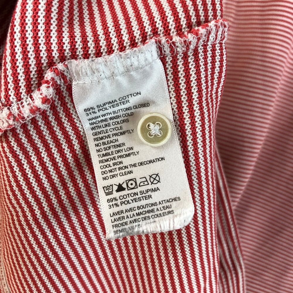 Tommy Bahama Mens Large Red White Striped Short Sleeve Marlin Polo Shirt - Picture 10 of 12